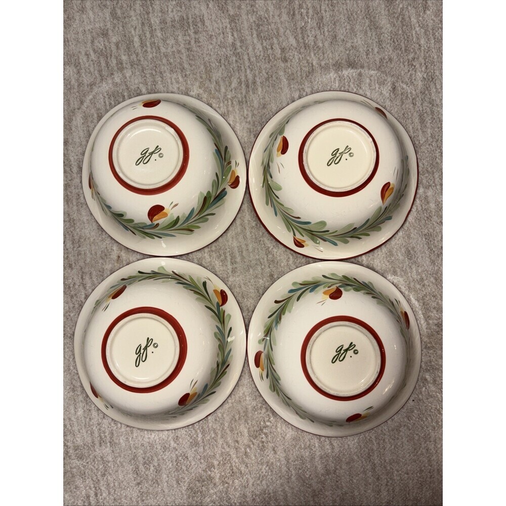 Gail Pittman Bowls Set Of Four. Siena Garland Soup/cereal yellow Brick Red - Picture 3 of 4